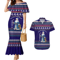 Armenia Christmas Couples Matching Mermaid Dress and Hawaiian Shirt with Santa Claus Shnorhavor Surb Tsnund and Gift Bag Pattern - Wonder Print Shop