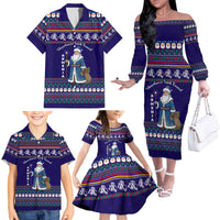 Armenia Christmas Family Matching Off The Shoulder Long Sleeve Dress and Hawaiian Shirt with Santa Claus Shnorhavor Surb Tsnund and Gift Bag Pattern - Wonder Print Shop