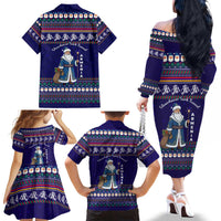 Armenia Christmas Family Matching Off The Shoulder Long Sleeve Dress and Hawaiian Shirt with Santa Claus Shnorhavor Surb Tsnund and Gift Bag Pattern - Wonder Print Shop