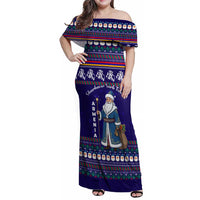 Armenia Christmas Family Matching Off Shoulder Maxi Dress and Hawaiian Shirt with Santa Claus Shnorhavor Surb Tsnund and Gift Bag Pattern - Wonder Print Shop