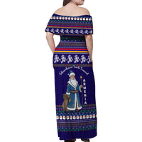 Armenia Christmas Family Matching Off Shoulder Maxi Dress and Hawaiian Shirt with Santa Claus Shnorhavor Surb Tsnund and Gift Bag Pattern - Wonder Print Shop