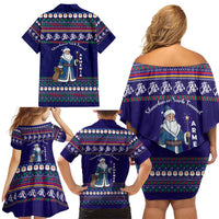 Armenia Christmas Family Matching Off Shoulder Short Dress and Hawaiian Shirt with Santa Claus Shnorhavor Surb Tsnund and Gift Bag Pattern - Wonder Print Shop