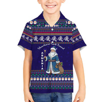 Armenia Christmas Family Matching Short Sleeve Bodycon Dress and Hawaiian Shirt with Santa Claus Shnorhavor Surb Tsnund and Gift Bag Pattern - Wonder Print Shop