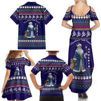 Armenia Christmas Family Matching Summer Maxi Dress and Hawaiian Shirt with Santa Claus Shnorhavor Surb Tsnund and Gift Bag Pattern - Wonder Print Shop
