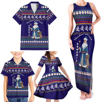 Armenia Christmas Family Matching Tank Maxi Dress and Hawaiian Shirt with Santa Claus Shnorhavor Surb Tsnund and Gift Bag Pattern - Wonder Print Shop