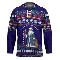 Armenia Christmas Hockey Jersey with Santa Claus Shnorhavor Surb Tsnund and Gift Bag Pattern - Wonder Print Shop