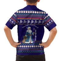 Armenia Christmas Kid Hawaiian Shirt with Santa Claus Shnorhavor Surb Tsnund and Gift Bag Pattern - Wonder Print Shop
