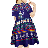 Armenia Christmas Kid Short Sleeve Dress with Santa Claus Shnorhavor Surb Tsnund and Gift Bag Pattern - Wonder Print Shop