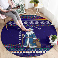 Armenia Christmas Round Carpet with Santa Claus Shnorhavor Surb Tsnund and Gift Bag Pattern - Wonder Print Shop