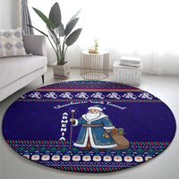 Armenia Christmas Round Carpet with Santa Claus Shnorhavor Surb Tsnund and Gift Bag Pattern - Wonder Print Shop