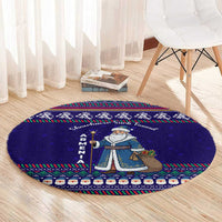 Armenia Christmas Round Carpet with Santa Claus Shnorhavor Surb Tsnund and Gift Bag Pattern - Wonder Print Shop