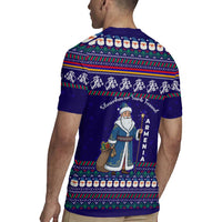 Armenia Christmas Rugby Jersey with Santa Claus Shnorhavor Surb Tsnund and Gift Bag Pattern - Wonder Print Shop