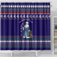 Armenia Christmas Shower Curtain with Santa Claus Shnorhavor Surb Tsnund and Gift Bag Pattern - Wonder Print Shop