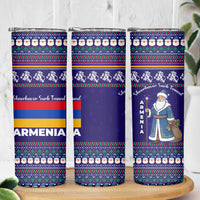 Armenia Christmas Skinny Tumbler with Santa Claus Shnorhavor Surb Tsnund and Gift Bag Pattern - Wonder Print Shop