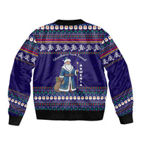 Armenia Christmas Sleeve Zip Bomber Jacket with Santa Claus Shnorhavor Surb Tsnund and Gift Bag Pattern - Wonder Print Shop