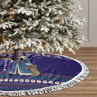Armenia Christmas Tree Skirt with Santa Claus Shnorhavor Surb Tsnund and Gift Bag Pattern - Wonder Print Shop