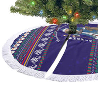 Armenia Christmas Tree Skirt with Santa Claus Shnorhavor Surb Tsnund and Gift Bag Pattern - Wonder Print Shop