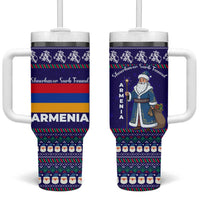 Armenia Christmas Tumbler With Handle with Santa Claus Shnorhavor Surb Tsnund and Gift Bag Pattern - Wonder Print Shop