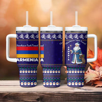 Armenia Christmas Tumbler With Handle with Santa Claus Shnorhavor Surb Tsnund and Gift Bag Pattern - Wonder Print Shop