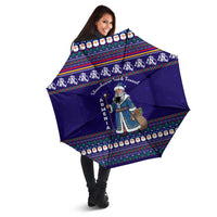 Armenia Christmas Umbrella with Santa Claus Shnorhavor Surb Tsnund and Gift Bag Pattern - Wonder Print Shop