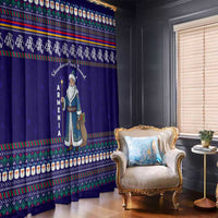 Armenia Christmas Window Curtain with Santa Claus Shnorhavor Surb Tsnund and Gift Bag Pattern - Wonder Print Shop