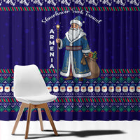 Armenia Christmas Window Curtain with Santa Claus Shnorhavor Surb Tsnund and Gift Bag Pattern - Wonder Print Shop