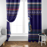 Armenia Christmas Window Curtain with Santa Claus Shnorhavor Surb Tsnund and Gift Bag Pattern - Wonder Print Shop
