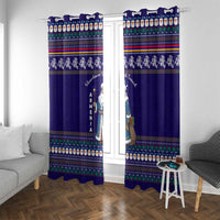 Armenia Christmas Window Curtain with Santa Claus Shnorhavor Surb Tsnund and Gift Bag Pattern - Wonder Print Shop