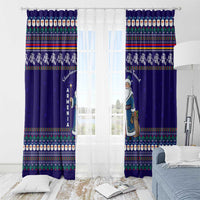 Armenia Christmas Window Curtain with Santa Claus Shnorhavor Surb Tsnund and Gift Bag Pattern - Wonder Print Shop