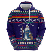 Armenia Christmas Zip Hoodie with Santa Claus Shnorhavor Surb Tsnund and Gift Bag Pattern - Wonder Print Shop