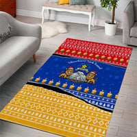 Armenia Christmas Area Rug with Shnorhavor Surb Tsnund Lions Flag Colors and Coat of Arms - Wonder Print Shop