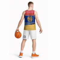 Armenia Christmas Basketball Jersey with Shnorhavor Surb Tsnund Lions Flag Colors and Coat of Arms - Wonder Print Shop