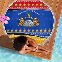 Armenia Christmas Beach Blanket with Shnorhavor Surb Tsnund Lions Flag Colors and Coat of Arms - Wonder Print Shop