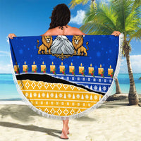Armenia Christmas Beach Blanket with Shnorhavor Surb Tsnund Lions Flag Colors and Coat of Arms - Wonder Print Shop