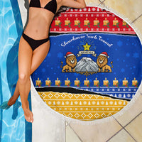 Armenia Christmas Beach Blanket with Shnorhavor Surb Tsnund Lions Flag Colors and Coat of Arms - Wonder Print Shop