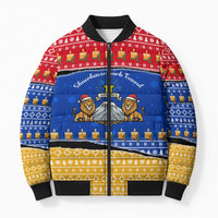 Armenia Christmas Bomber Puffer Jacket with Shnorhavor Surb Tsnund Lions Flag Colors and Coat of Arms - Wonder Print Shop