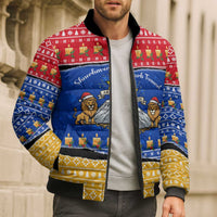 Armenia Christmas Bomber Puffer Jacket with Shnorhavor Surb Tsnund Lions Flag Colors and Coat of Arms - Wonder Print Shop