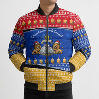 Armenia Christmas Bomber Puffer Jacket with Shnorhavor Surb Tsnund Lions Flag Colors and Coat of Arms - Wonder Print Shop