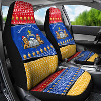 Armenia Christmas Car Seat Cover with Shnorhavor Surb Tsnund Lions Flag Colors and Coat of Arms - Wonder Print Shop