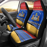 Armenia Christmas Car Seat Cover with Shnorhavor Surb Tsnund Lions Flag Colors and Coat of Arms - Wonder Print Shop