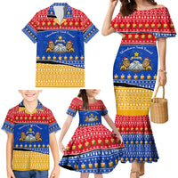 Armenia Christmas Family Matching Mermaid Dress and Hawaiian Shirt with Shnorhavor Surb Tsnund Lions Flag Colors and Coat of Arms - Wonder Print Shop