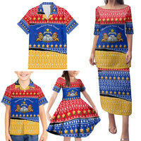 Armenia Christmas Family Matching Puletasi and Hawaiian Shirt with Shnorhavor Surb Tsnund Lions Flag Colors and Coat of Arms - Wonder Print Shop