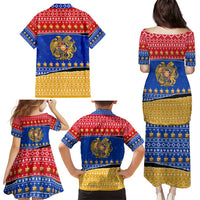 Armenia Christmas Family Matching Puletasi and Hawaiian Shirt with Shnorhavor Surb Tsnund Lions Flag Colors and Coat of Arms - Wonder Print Shop