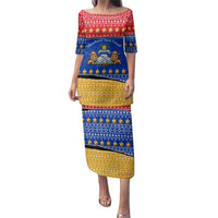 Armenia Christmas Family Matching Puletasi and Hawaiian Shirt with Shnorhavor Surb Tsnund Lions Flag Colors and Coat of Arms - Wonder Print Shop