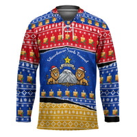 Armenia Christmas Hockey Jersey with Shnorhavor Surb Tsnund Lions Flag Colors and Coat of Arms - Wonder Print Shop
