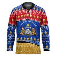 Armenia Christmas Hockey Jersey with Shnorhavor Surb Tsnund Lions Flag Colors and Coat of Arms - Wonder Print Shop