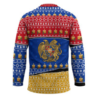 Armenia Christmas Hockey Jersey with Shnorhavor Surb Tsnund Lions Flag Colors and Coat of Arms - Wonder Print Shop