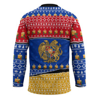 Armenia Christmas Hockey Jersey with Shnorhavor Surb Tsnund Lions Flag Colors and Coat of Arms - Wonder Print Shop