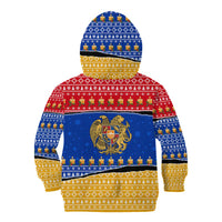 Armenia Christmas Kid Hoodie with Shnorhavor Surb Tsnund Lions Flag Colors and Coat of Arms - Wonder Print Shop