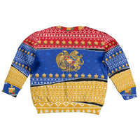 Armenia Christmas Kid Ugly Christmas Sweater with Shnorhavor Surb Tsnund Lions Flag Colors and Coat of Arms - Wonder Print Shop